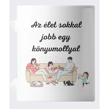 Az élet sokkal jobb egy könyvmollyal bögre