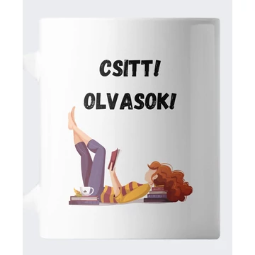Csitt olvasok ajándék könyves bögre