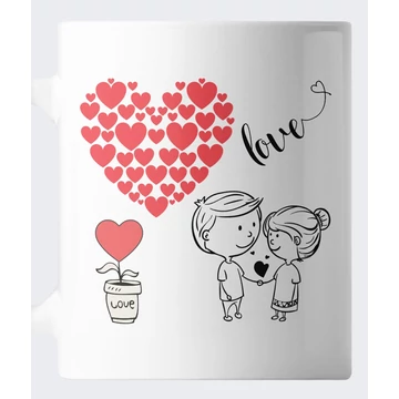 Szerelmes pár szívekkel bögre - Valentin napi ajándék ötlet