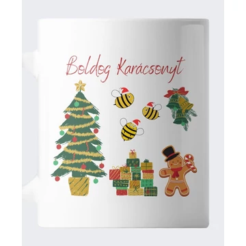 Méhek karácsonyfával bögre