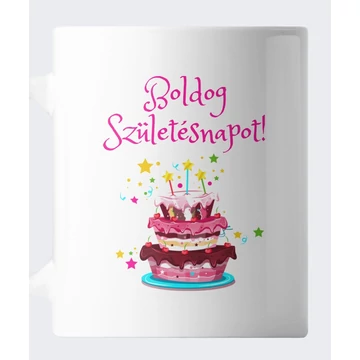 Rózsaszín tortás szülinapi bögre